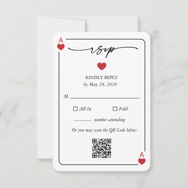 Lucky in Love Wedding RSVP Card with QR Option Einladung (Vorderseite)