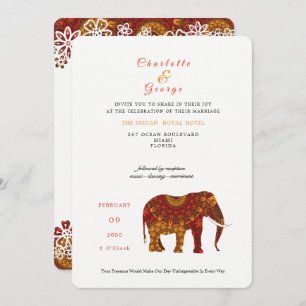 Lucky Indian Elephant Elegant Lace Wedding Einladu Einladung