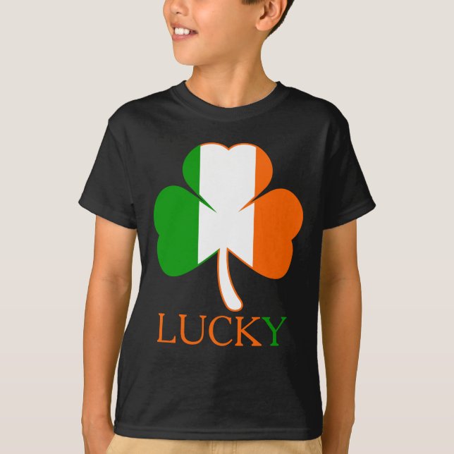 Lucky Ireland Flaggenfarben St. Patrick's Day Boys T-Shirt (Vorderseite)