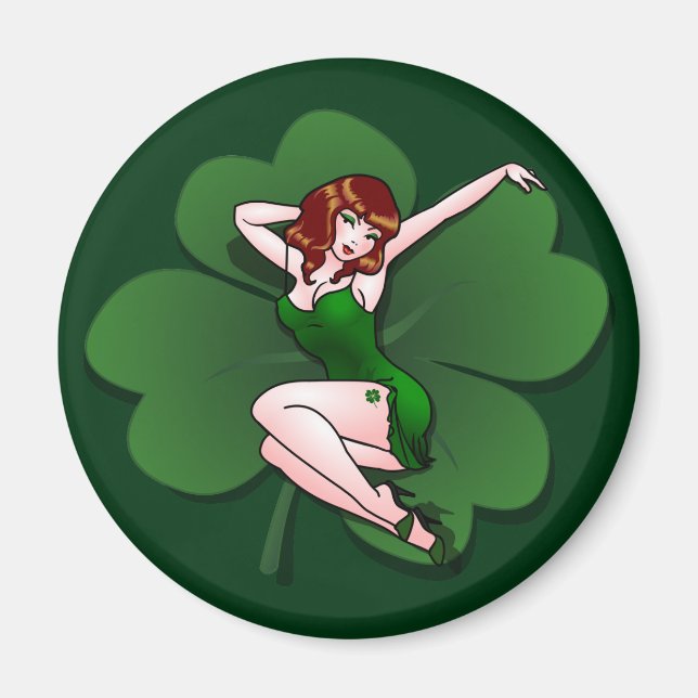 Lucky Irish Button Up Girl Kühlschrankmagnet Lucky Magnet (Vorne)