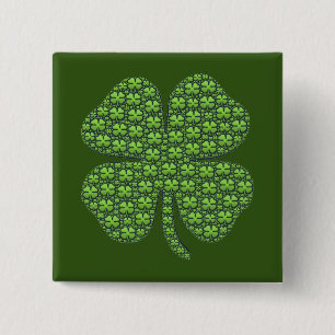Lucky Irish Clover Dark Green Button