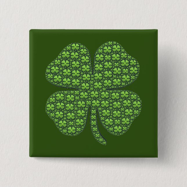 Lucky Irish Clover Dark Green Button (Vorderseite)