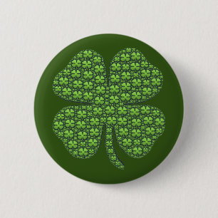 Lucky Irish Clover Dark Green Button