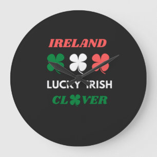 Lucky irish clover ireland st.patrick's day  große wanduhr