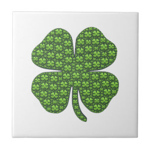 Lucky Irish Clover White Fliese