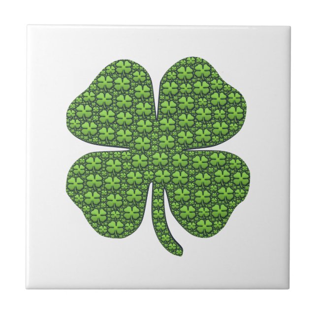 Lucky Irish Clover White Fliese (Vorderseite)