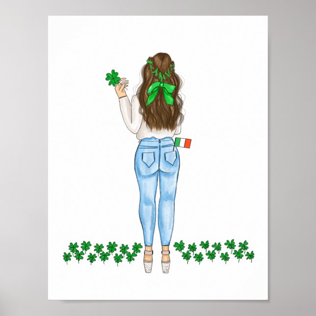Lucky Irish Female Vierblättriges Kleeblatt Art Poster (Vorne)