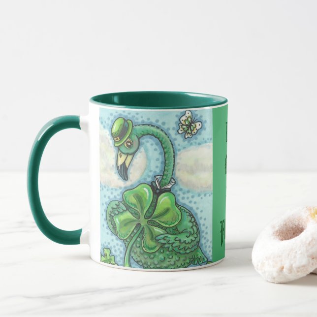 Lucky Irish Flamingo ST. PATRICK'S DAY TASSE grün (Mit Donut)