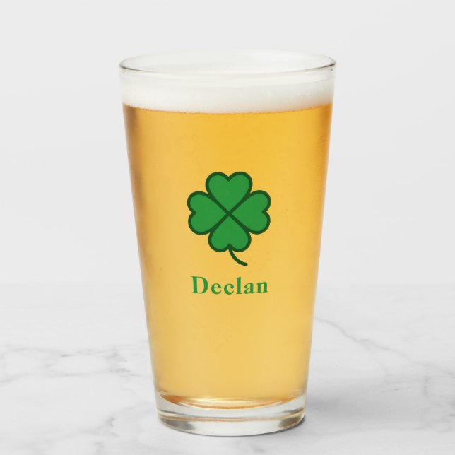 Lucky Irish Four Green Leaf with Last Name Glas (Vorne (Gefüllt))