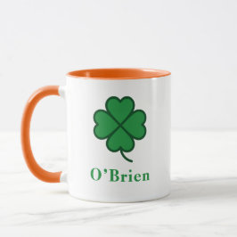 Lucky Irish Green Clover Personalized Coffee Mug Tasse