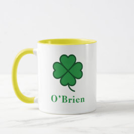 Lucky Irish Green Clover Personalized Coffee Mug Tasse