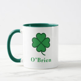Lucky Irish Green Clover Personalized Coffee Mug Tasse