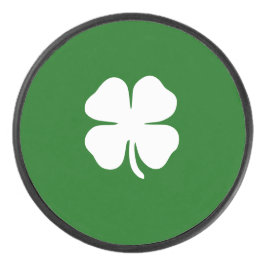 Lucky Irish Green Vierblättriges Kleeblatt Modern Eishockey Puck