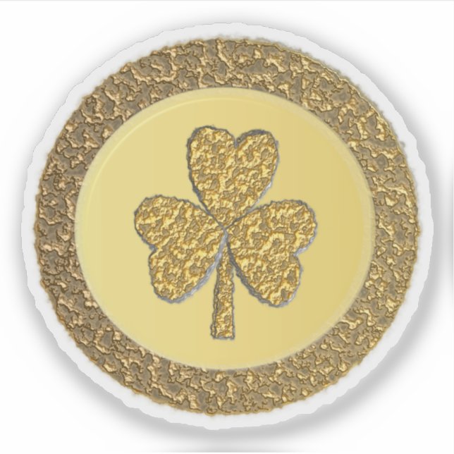 Lucky Irish Kleeblatt Gold Coin Aufkleber (Vorderseite)