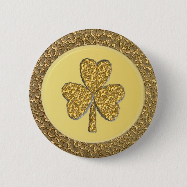 Lucky Irish Kleeblatt Gold Coin Button (Vorderseite)