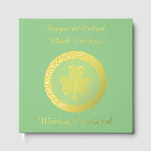 Lucky Irish Kleeblatt Gold Coin Custom Wedding Gästebuch