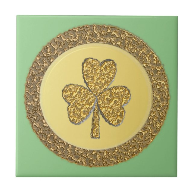Lucky Irish Kleeblatt Gold Coin Fliese (Vorderseite)