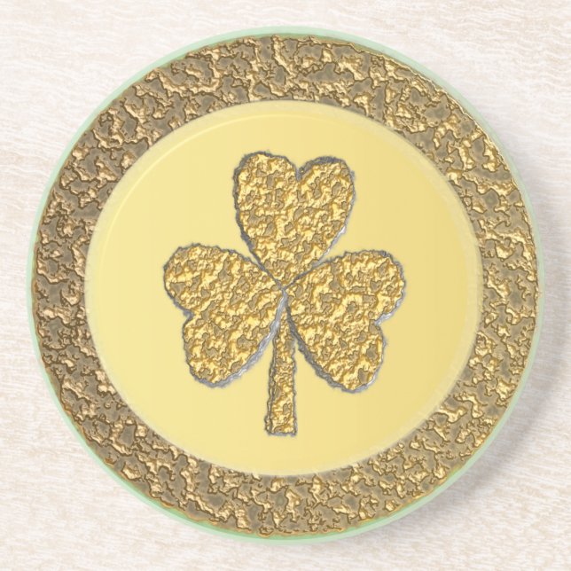 Lucky Irish Kleeblatt Gold Coin Getränkeuntersetzer (Vorne)