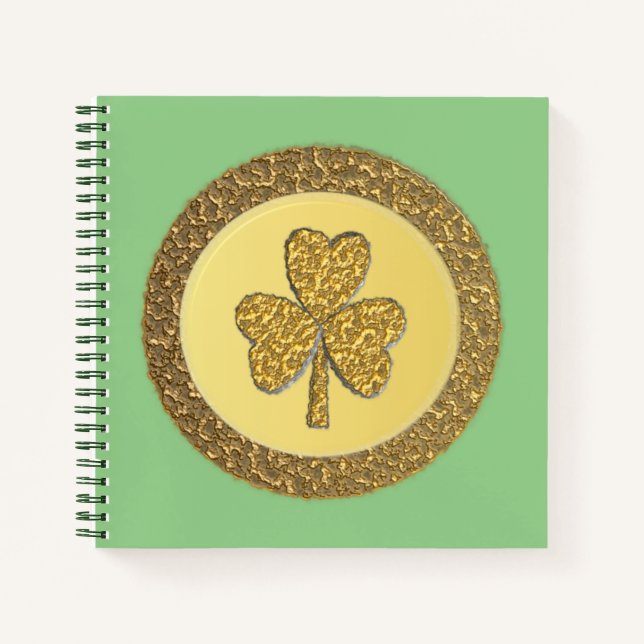 Lucky Irish Kleeblatt Gold Coin Notizbuch (Vorderseite)