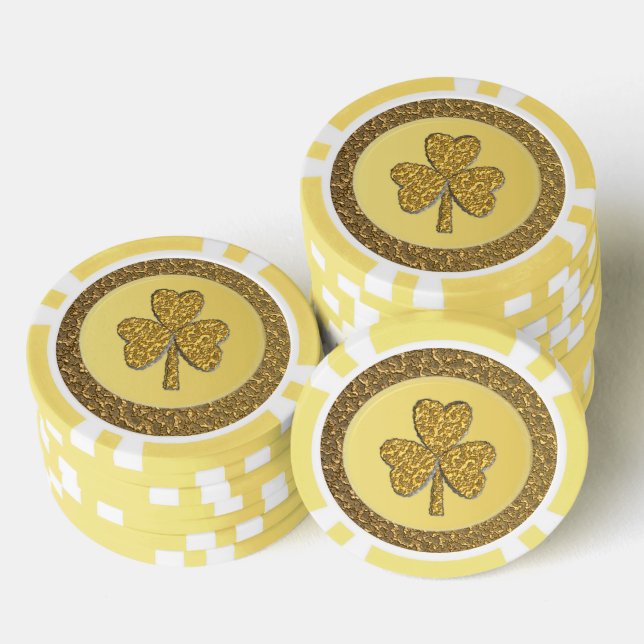Lucky Irish Kleeblatt Gold Coin Pokerchips (Stapel)