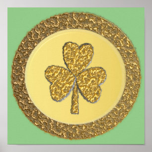 Lucky Irish Kleeblatt Gold Coin Poster