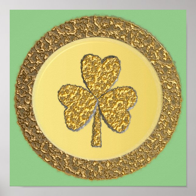 Lucky Irish Kleeblatt Gold Coin Poster (Vorne)