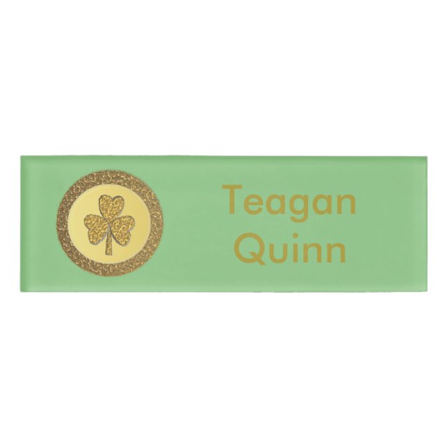 Lucky Irish Kleeblatt Gold Counter Custom Namenschild (Vorderseite)