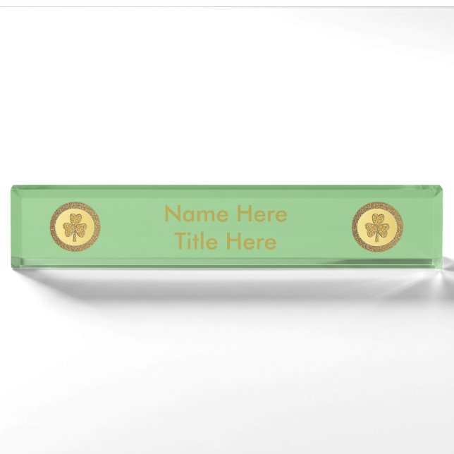 Lucky Irish Kleeblatt Gold Counter Custom Namensplakette (Vorderseite)