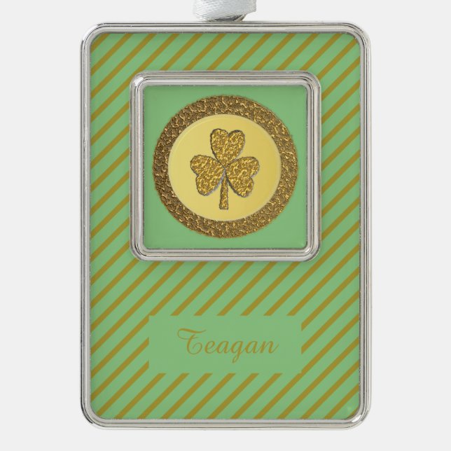 Lucky Irish Kleeblatt Gold Counter Custom Rahmen-Ornament Silber (Vorderseite)