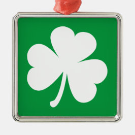 Lucky Irish Kleeblatt | Grün/Weiß Silbernes Ornament