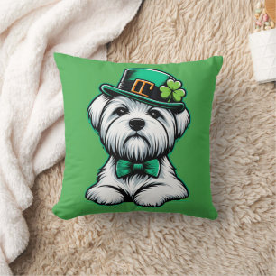 Lucky Irish Kleeblatt Maltese Dog St Patricks Day Kissen