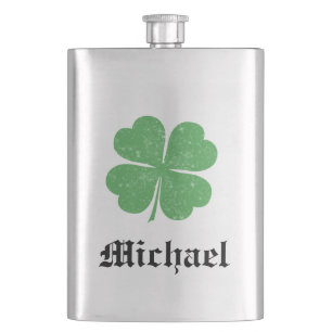 Lucky Irish Kleeblatt /Name hinzufügen Flachmann