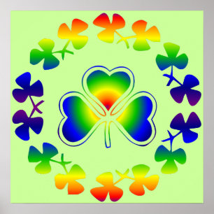 Lucky Irish   Kleeblatt-Regenbogenpflaster Poster