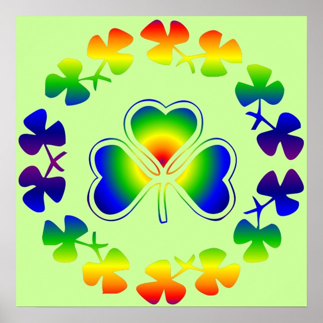 Lucky Irish | Kleeblatt-Regenbogenpflaster Poster (Vorne)