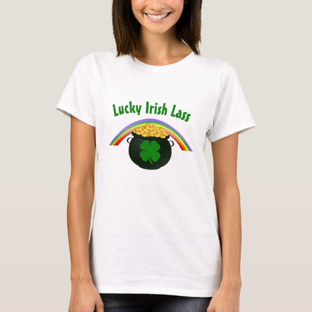 Lucky Irish Lass St Patrick's Day T-Shirt (Vorderseite)