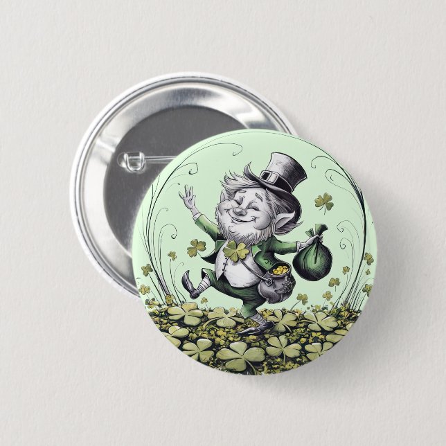 Lucky Irish Leprechaun Button (Vorne & Hinten)