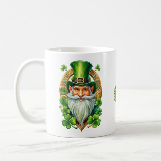 Lucky Irish Leprechaun Horseshoe and Clover Kaffeetasse (Links)