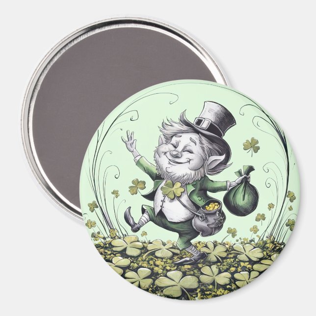 Lucky Irish Leprechaun Magnet (Vorderseite/Rückseite)