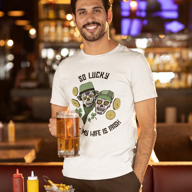 Lucky Irish Liebe Geschenk für Husband Sugar Skull T-Shirt (Von Creator hochgeladen)