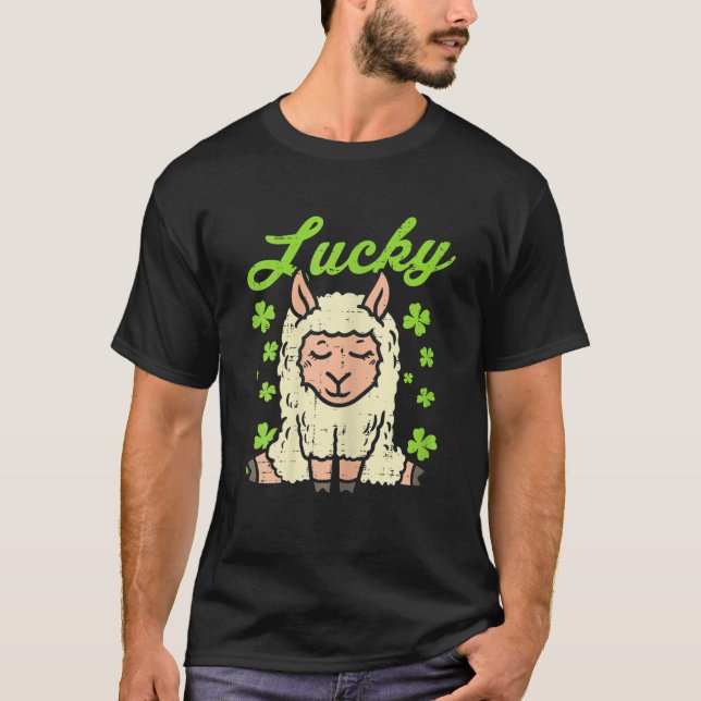 Lucky Irish Llama Kleeblatt St Patrick Day Animal  T-Shirt (Vorderseite)