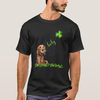 Lucky Irish Setter Dog Kleeblatt St Patrick's Day T-Shirt