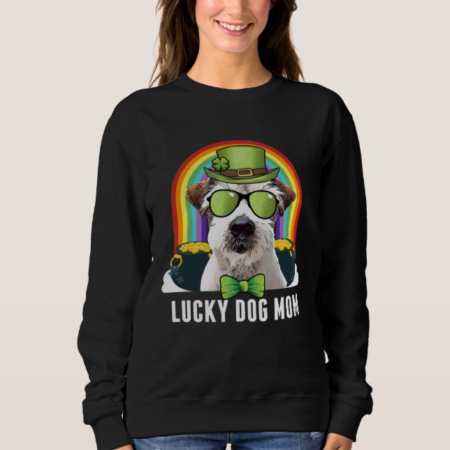 Lucky Jack Russell Terrier Dog Mom St Patricks Day Sweatshirt (Vorderseite)