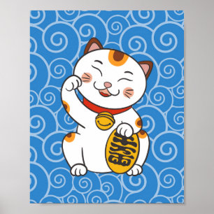 Lucky Japanisch Calico Cat   Maneki Neko Poster
