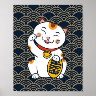 Lucky Japanisch Calico Cat Maneki Neko Poster