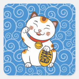 Lucky Japanisch Calico Cat | Maneki Neko Quadratischer Aufkleber