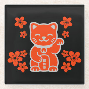 Lucky Japanisch Maneki-neko Glasuntersetzer