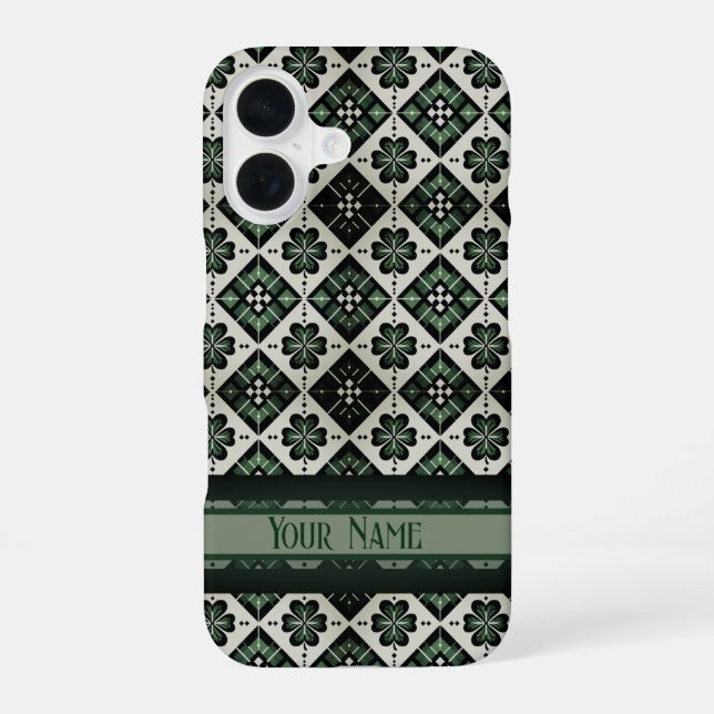 Lucky Kariert Clover Pattern iPhone 16 Hülle (Rückseite)