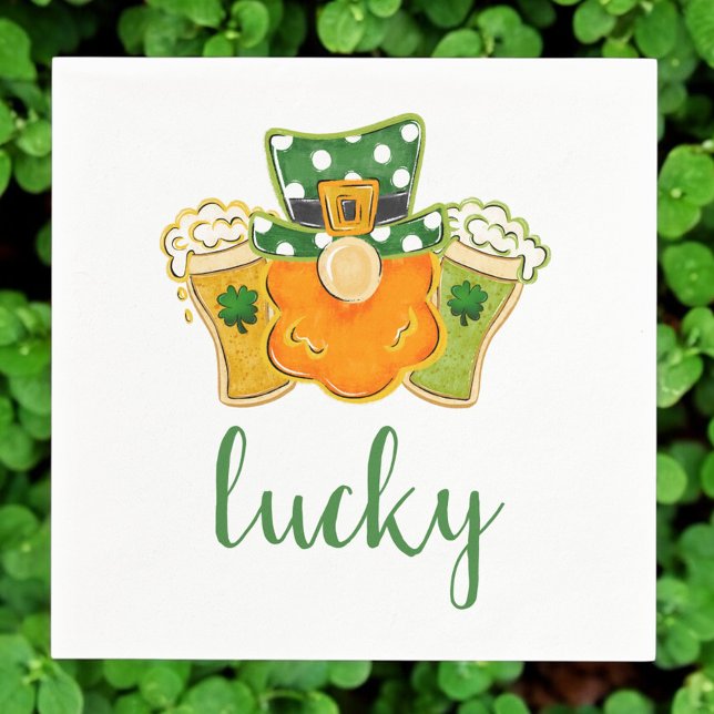 Lucky Kleeblatt Beers Leprechaun St Patrick's Part Serviette (Von Creator hochgeladen)