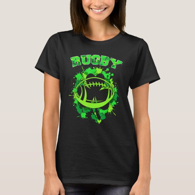 Lucky Kleeblatt C Rugby Happy St Patricks Day T-Shirt (Vorderseite)