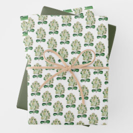 Lucky Kleeblatt Cloud Wasserfarbe Kunst Geschenkpapier Set